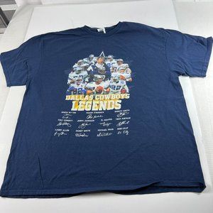 VTG Dallas Cowboys Legends NFL Football Shirt Large Blue Faded Short Sleeve Tee